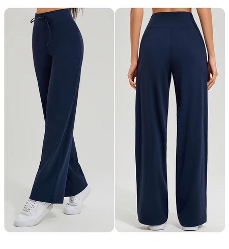 Karbi Statement Trouser Pants - front and back shot on model, navy - Miss Mosa By Akanksha