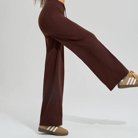 Karbi Statement Trouser Pants - side shot on model, brown - Miss Mosa By Akanksha