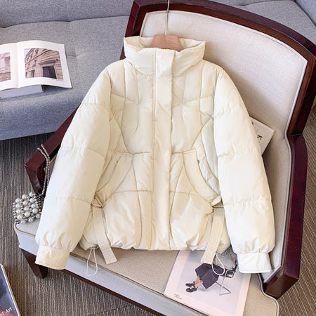 Karo Warm Parka Jacket - flat-lay shot of jacket, cream - Miss Mosa By Akanksha