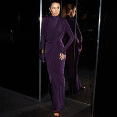Karrisa Luxe Maxi Dress - full-length back shot, purple - Miss Mosa By Akanksha