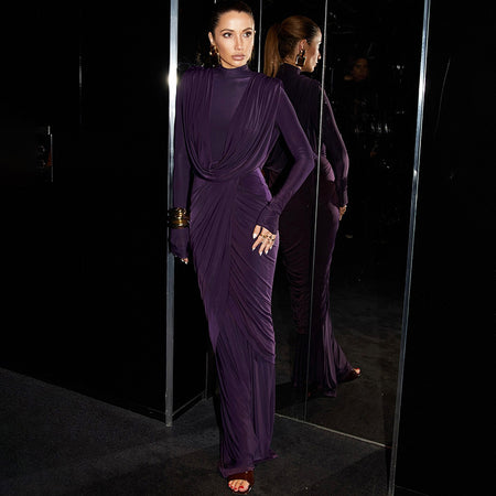Karrisa Luxe Maxi Dress - full-length back shot, purple - Miss Mosa By Akanksha