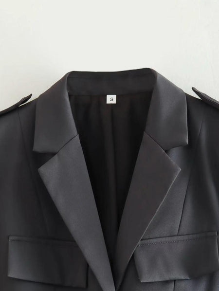 Kaylee Luxury Suit Set In Grey - close-up of collar and lapel - Miss Mosa By Akanksha