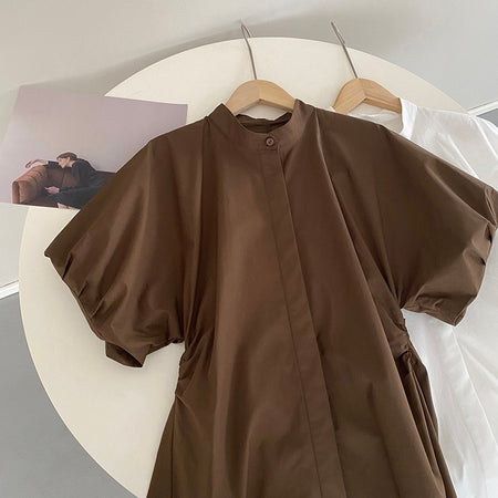 Kayno Statement Formal Shirt In Brown - flat-lay product shot on hanger - Miss Mosa By Akanksha