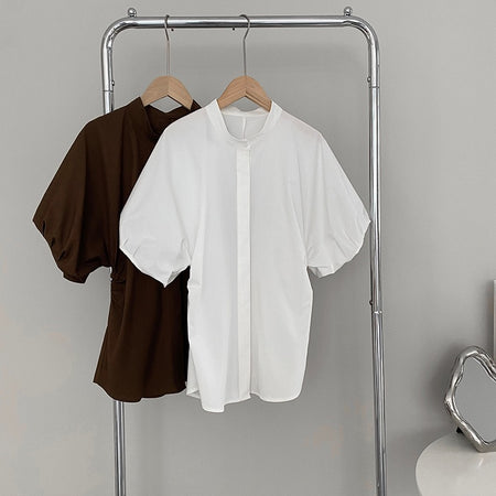 Kayno Statement Formal Shirt In Brown - two shirts shown on garment rail - Miss Mosa By Akanksha