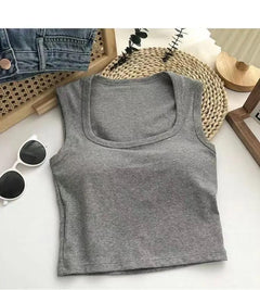 Kelly Tank Tops with Inbuilt Bra - flat-lay product shot, grey - Miss Mosa By Akanksha