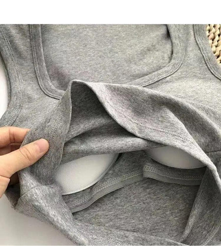 Kelly Tank Tops with Inbuilt Bra - close-up of inbuilt bra, grey - Miss Mosa By Akanksha