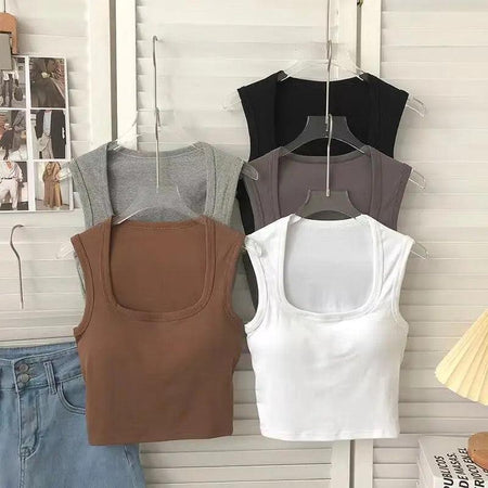 Kelly Tank Tops with Inbuilt Bra - styled flat-lay shot, multicolour - Miss Mosa By Akanksha
