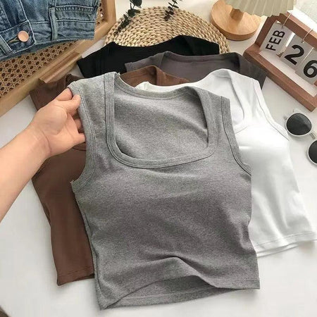 Kelly Tank Tops with Inbuilt Bra - styled flat-lay shot, grey - Miss Mosa By Akanksha
