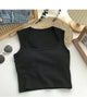 Kelly Tank Tops with Inbuilt Bra - flat-lay product shot, black - Miss Mosa By Akanksha