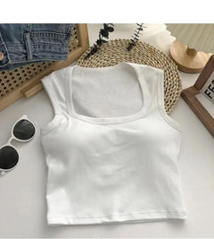 Kelly Tank Tops with Inbuilt Bra - flat-lay product shot, white - Miss Mosa By Akanksha