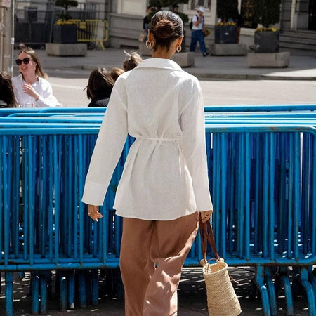 Kennet Statement White Shirt - back shot on model, white - Miss Mosa By Akanksha