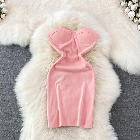 Keto Bodycon Dress In Blush - styled flat-lay shot, pink - Miss Mosa By Akanksha