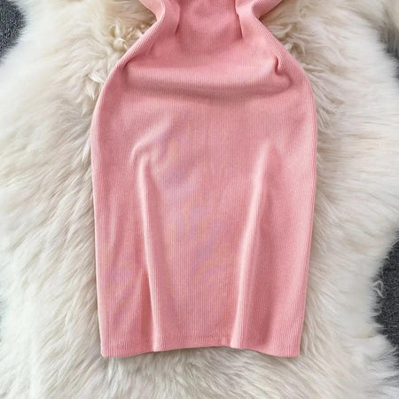 Keto Bodycon Dress In Blush - close-up of skirt, pink - Miss Mosa By Akanksha