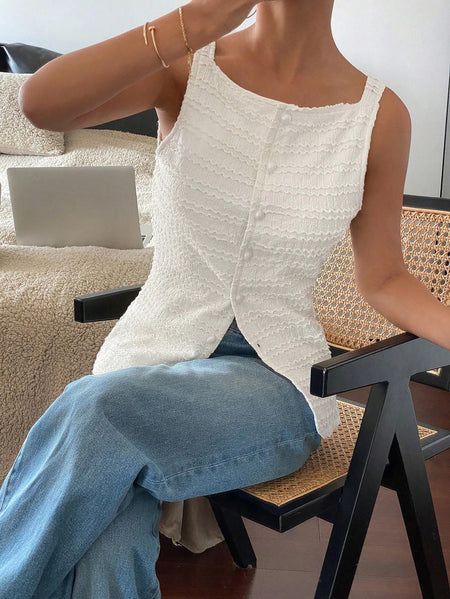 Ketta Statement Summer Top In White - side shot on model seated - Miss Mosa By Akanksha