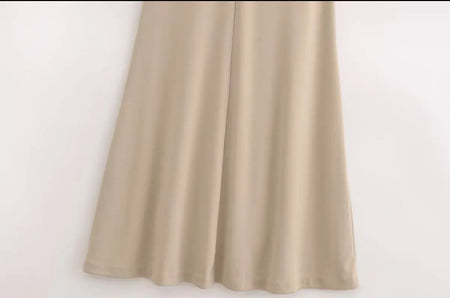 Kia Halterneck Maxi Dress In Beige - close-up of skirt hem - Miss Mosa By Akanksha
