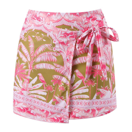 Kiana Swimsuit With Skirt In Pink - flat-lay product shot of wrap skirt - Miss Mosa By Akanksha