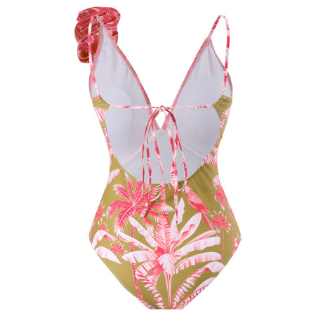 Kiana Swimsuit With Skirt In Pink - back flat-lay product shot of swimsuit - Miss Mosa By Akanksha