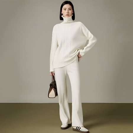 Kinsley Luxe Winter Coord Set - Tracksuit - flat-lay shot of jumper and trousers, green - Miss Mosa By Akanksha