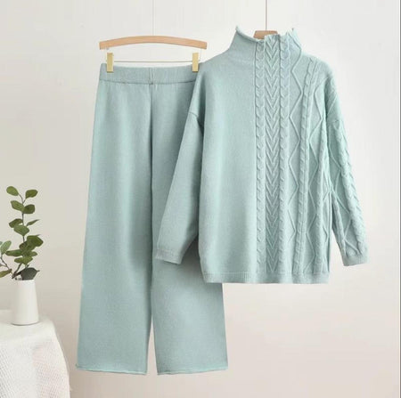 Kinsley Luxe Winter Coord Set - Tracksuit - full-length front shot on model, off white - Miss Mosa By Akanksha