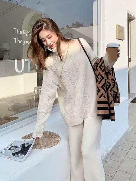 Kinsley Luxe Winter Coord Set - Tracksuit - styling shot on model outdoors, off white - Miss Mosa By Akanksha