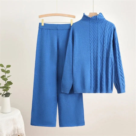 Kinsley Luxe Winter Coord Set - Tracksuit - flat-lay shot of jumper and trousers, light blue - Miss Mosa By Akanksha