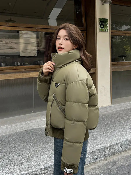 Kio Warm Parka Jacket In Army Green - side shot on model outdoors - Miss Mosa By Akanksha
