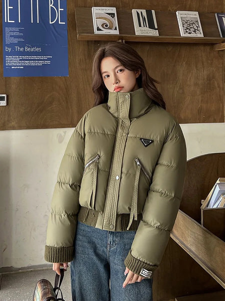 Kio Warm Parka Jacket In Army Green - front shot on model - Miss Mosa By Akanksha