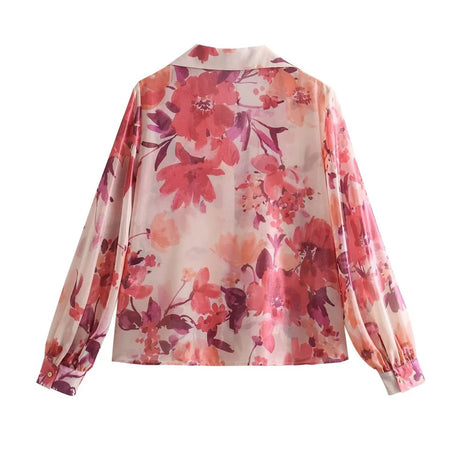 Kipsy Summer Floral Pleated Coord - back flat-lay product shot, pink - Miss Mosa By Akanksha