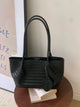 Koda Textured PU Tote Bag With Pouch - angled product shot, black - Miss Mosa By Akanksha