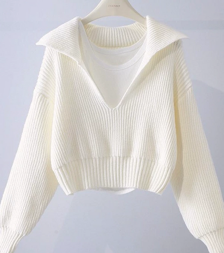 Kristina Soft Crop Pullover - product shot on hanger, off-white - Miss Mosa By Akanksha