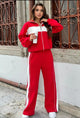 Kyler Premium Tracksuit - front shot on model in mirror, red and white - Miss Mosa By Akanksha