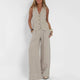 Laiden Statement Linen Vest Suit with Pants - full-length shot on model, beige - Miss Mosa By Akanksha