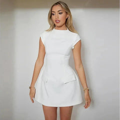 Lapos Summer Bodycon Dress - front shot on model, white - Miss Mosa By Akanksha