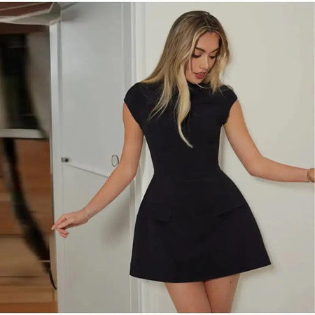 Lapos Summer Bodycon Dress - lifestyle shot on model, black - Miss Mosa By Akanksha