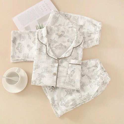 Lara 3 Pc Set Cotton Nightsuit In Off-White