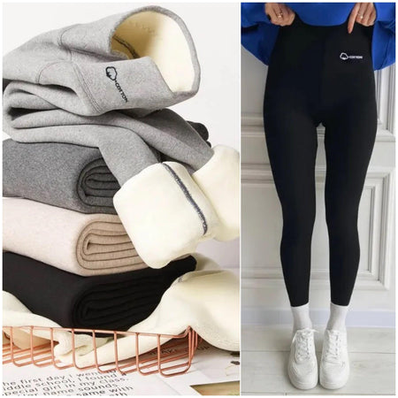 Lateno Premium Fleece Leggings - styled flat-lay shot, multicolour - Miss Mosa By Akanksha