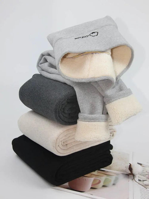 Lateno Premium Fleece Leggings In Beige