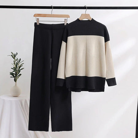 Latifah Woolen Coord Set - front shot on hanger, black - Miss Mosa By Akanksha