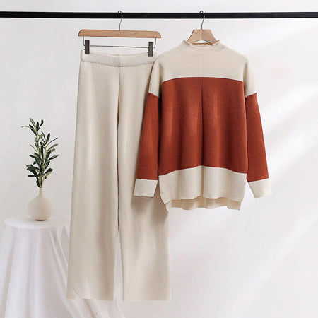 Latifah Woolen Coord Set - front shot on hanger, brown - Miss Mosa By Akanksha