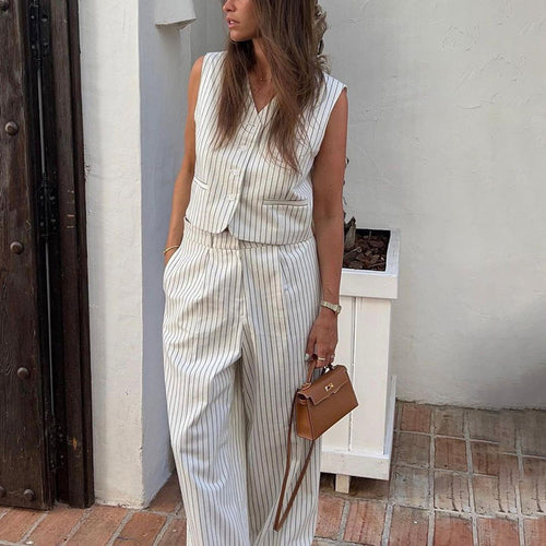 Laura Stripe Vest Coord Set