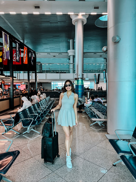 Laura Tenniscore Statement Dress - lifestyle shot on model, mint - Miss Mosa By Akanksha