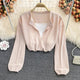 Laurel Full Sleeve Summer Tops - front shot on hanger, pink - Miss Mosa By Akanksha