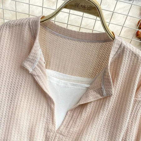 Laurel Full Sleeve Summer Tops - close-up of collar, pink - Miss Mosa By Akanksha
