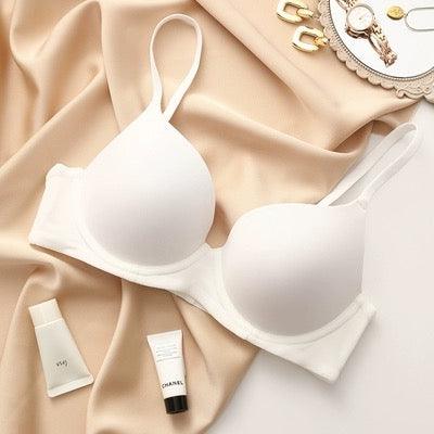 Laurel Seamless Bralettes - front shot on hanger, white - Miss Mosa By Akanksha