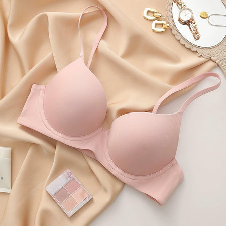 Laurel Seamless Bralettes - front shot on hanger, pink - Miss Mosa By Akanksha