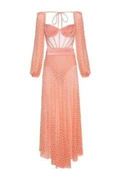 Laurel Statement Swimsuit With Attached Skirt - flat-lay product shot, pink - Miss Mosa By Akanksha