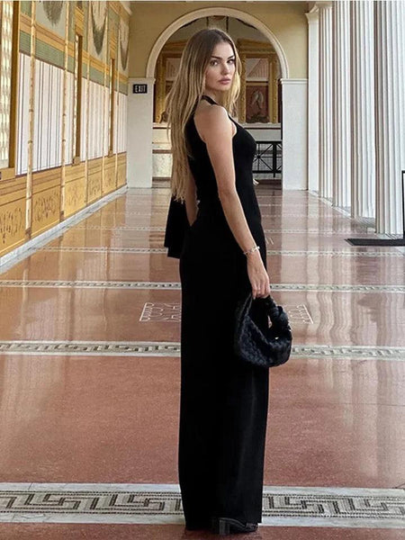 Lavi Luxe Bodycon Maxi Dress - side shot on model, black - Miss Mosa By Akanksha