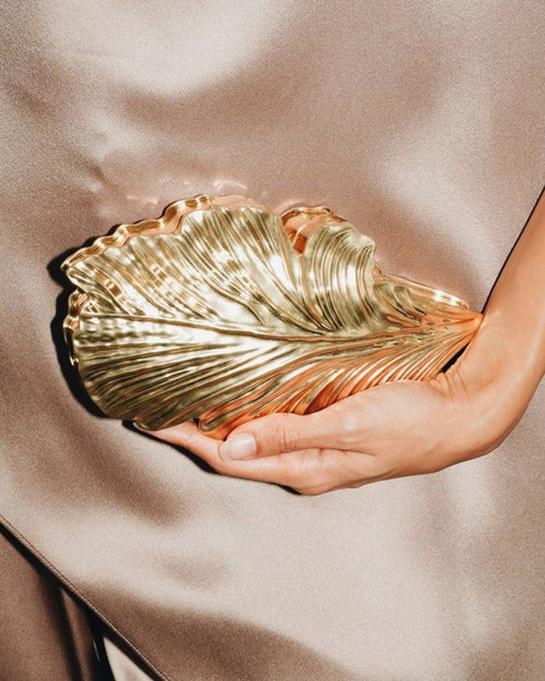 Leaf Clutch Bag With Chain