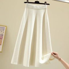 Lebia Statement Woolen Pleated Skirt - front shot of skirt on hanger, white - Miss Mosa By Akanksha