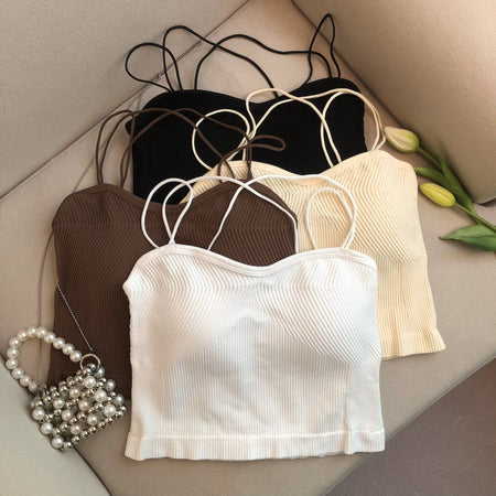 Leddo Tank Tops with Inbuilt Bra - styled flat-lay shot, multicolour - Miss Mosa By Akanksha